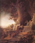 REMBRANDT Harmenszoon van Rijn Christ and St Mary Magdalene at the Tomb (mk25) oil painting